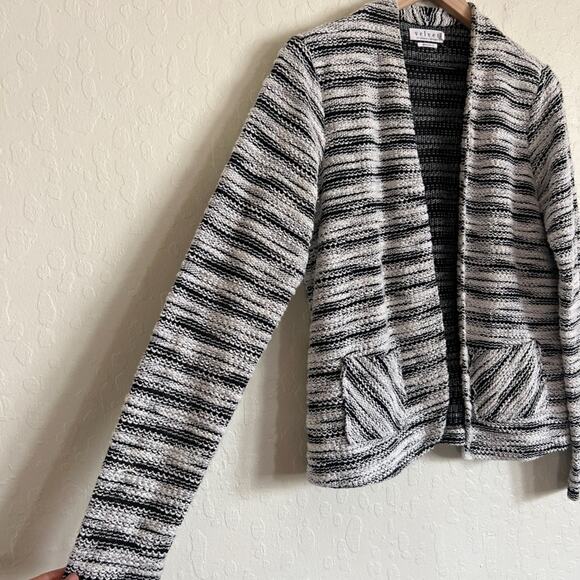 Velvet by Graham & Spencer Open Front Cardigan Sweater Blazer Jacket Large Black - Picture 3 of 6